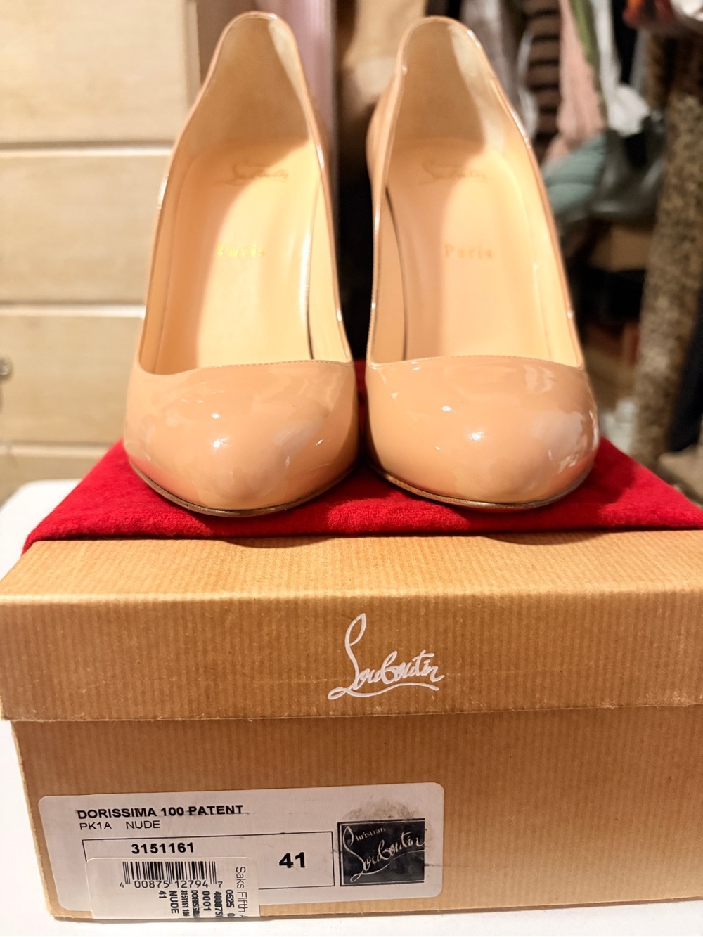 Christian Louboutin Nude Patent Dorissima 100 Pumps - Nude